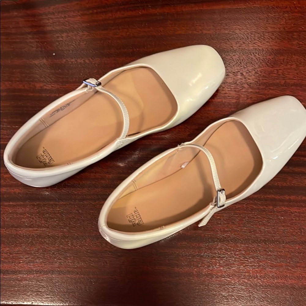 White Mary Jane Flats - Picture 1 of 4